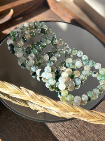 Moss Agate Bracelets- 10mm beads