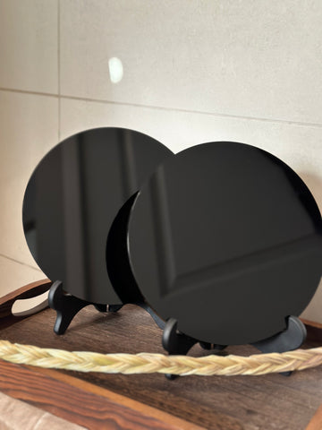 20cm Obsidian Mirror with Stand