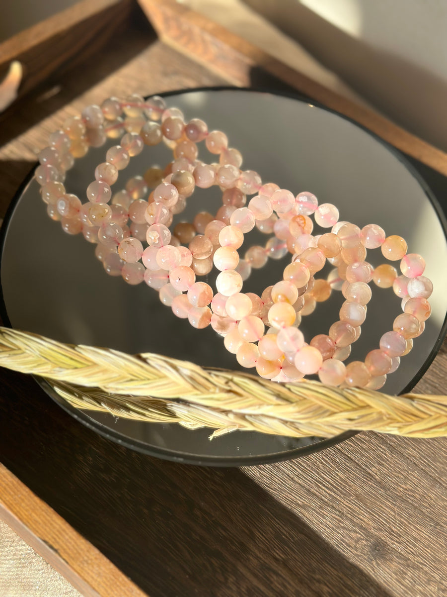 Flower Agate Bracelets- 10mm beads