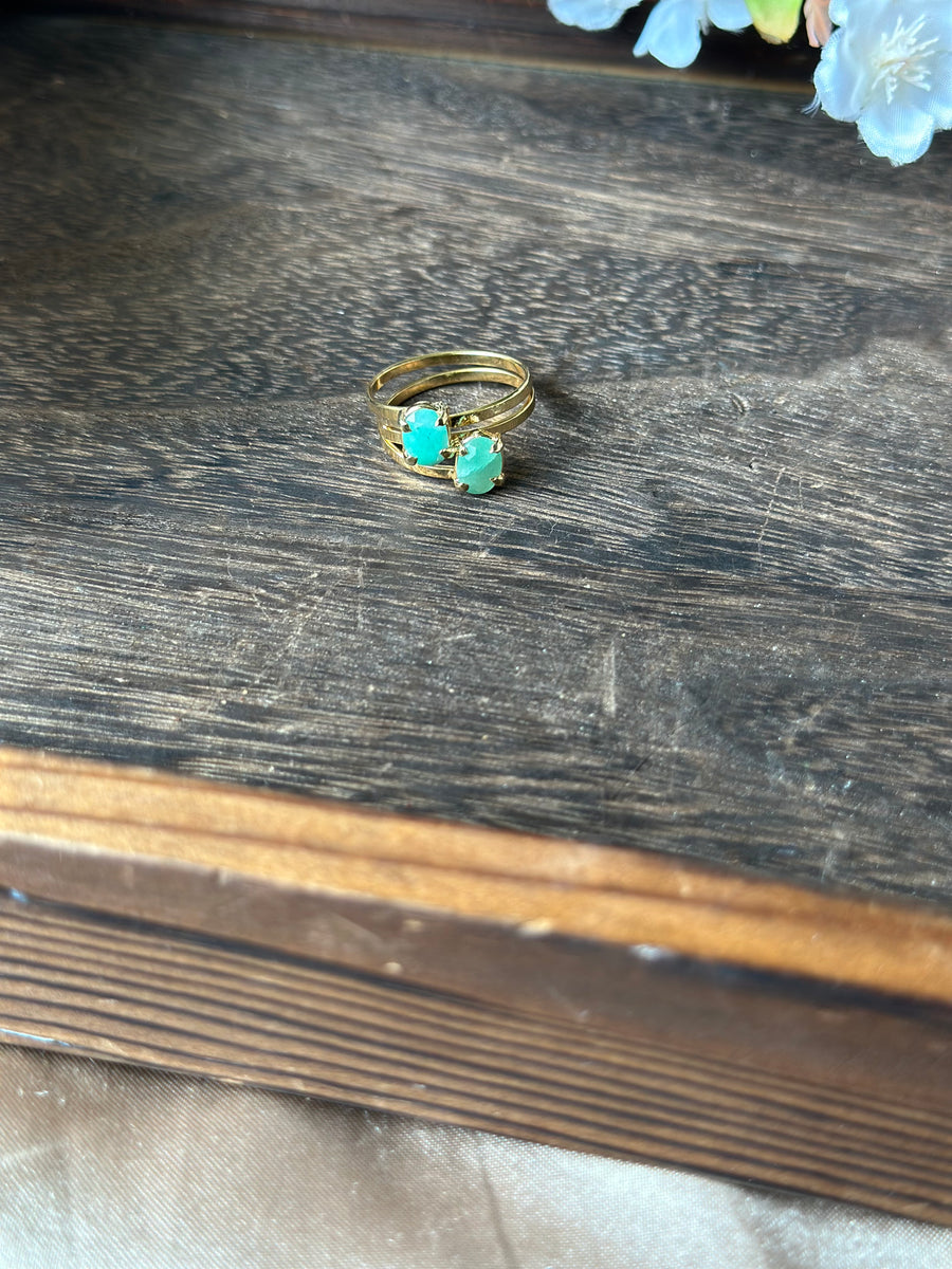Green Aventurine Double Oval Ring (adjustable)
