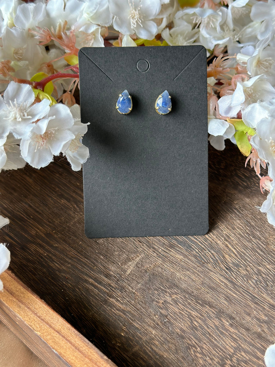 Blue Aventurine Teardrop Earrings- gold