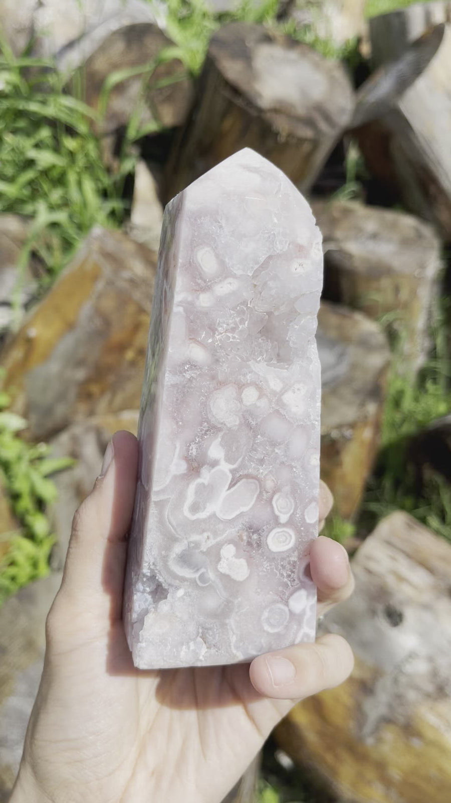 High Quality Pink Amethyst x Flower Agate Tower