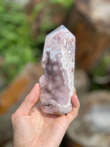 High Quality Pink Amethyst x Flower Agate Tower