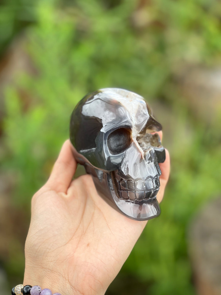 Druzy Agate Skull